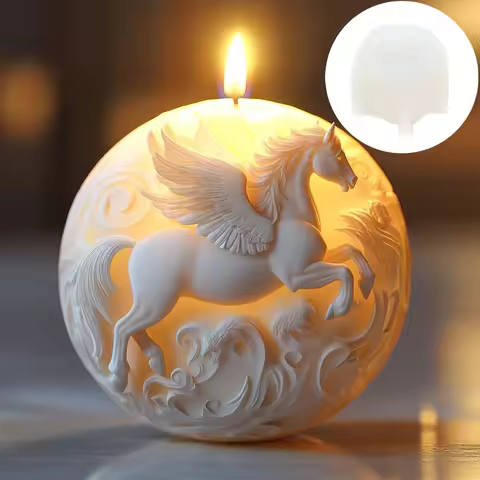 Steed Wings Flying Horse Spherical Candle Silicone Mold Flying Horse 3D Spherical Resin Mould Runnin