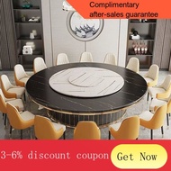 YQ62 Hotel Dining Table round Table Marble Hot Pot Table15Light Luxury Club Stone Plate Invisible Dining Table and Chair