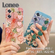 For Samsung A11 Samsung A22 5G Samsung A23 Samsung A22 4G Crossbody Bracelet Phone Case , Bluray Glitter Oil Painting Flower Diamond Soft Cover Case