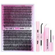 DIY Eyelash Extension Kit 320pcs Individual Lashes Cluster, 9-16mm Mix 30D 40D with Lash Bond and Se