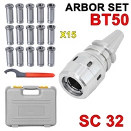 Arbor Set BT50 SC32 Straight Collet Chuck 15 Pcs C 32 Milling CNC