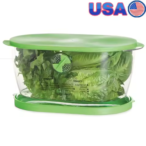 Vegetable Storage Keeper with Adjustable Vent Patented Design Dual Lid Colander Freshness Retention 