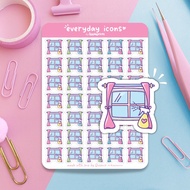 Clean Windows Reminder Household Chores Cute Icons Matte Planner Stickers by Appleprints