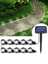 Luz de disco LED solar 10 en 1, Cuerda de luz destacada de paisaje exterior resistente al agua para jardín, camino de entrada, terraza, camino