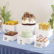 Set U2PO Food Acrylic Display Rack Wedding Wine Mat Box Food Buffet Cube Five-Sided Porcelain White 