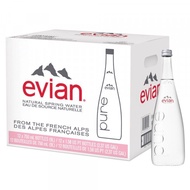 น้ำแร่ Evian ขนาด 750 ml. ขวดแก้ว มี 12 ขวด