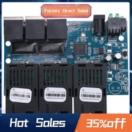 Ethernet Fiber Switch 100M PCBA Board Optic Media Converter 20Km 3 Fiber 3 RJ45 Support RPOE Simplex