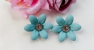 Aksesoris 76 - Sepasang Anting Klip Hijab Bunga Besar /Anting Jepit Hijab A58 Handmade