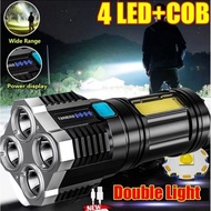 Senter 4 LED COB Senter 4 Mode Jarak Jauh Senter Camping 4 Mata Lampu Murah