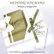 Wedding Vow Book Set Minimalist Design for Couple Green & White Wedding Keepsake with Vows & Declara