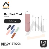 Alatstar 6pcs Stainless Steel Earpick Set Ear Wax Cleaning Tool Digger Alat Korek Telinga Pengorek H