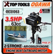 OGAWA Boat Engine Outboard Motor 63CC 3.5Hp 2-Stroke Short Shaft Super Power Boat Engine 6500RPM 6 Month Warranty