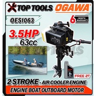 OGAWA Boat Engine Outboard Motor 63CC 3.5Hp 2-Stroke Short Shaft Super Power Boat Engine 6500RPM 6 M