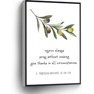 Olive Branch Canvas Wall Art Rejoice Always 1 Thessalonians 5 16 Poster Bible Verse Print Christian 