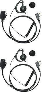 Klykon G-Shape Earpiece with PTT Mic for Baofeng UV-5R BF-888S UV-82 BF-F8HP Retevis H-777 2-Pin Hea