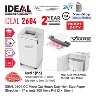 IDEAL 2604 CC 2 x 15mm Micro Cut Heavy Duty Non-Stop Paper Shredder - 17 sheets 100 liters 2604C