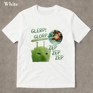 Green Alien Glorp Zep Earth Print Summer Short Sleeve T-Shirt