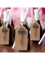 含環的10入古董鑰匙造型開瓶器-復古啤酒瓶開啟器婚禮裝飾創意派對小禮品