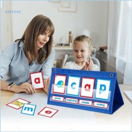 VA CVC Word Builder Desktop Pocket Chart Tent Cards Set Phonics Games Flash Cards for Preschool Kind