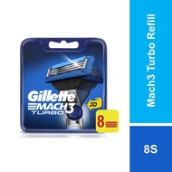 Gillette Mach 3 Turbo 3D Blades Refill 8 pcs Shaver Razor Blades Pisau Cukur