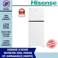 HISENSE 500L 2 DOOR INVERTER FRIDGE RT-549N4AWU2 (WHITE)