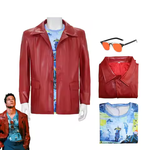 Adult Version of 'Fight Club' Taylor Deden Jacket Cosplay Costume Movie Leather Jacket with Shirt an