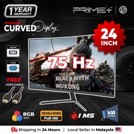 PC Monitor 24 Inch Curve 75Hz Refresh Rate FHD VA Panel LED Computer Monitor