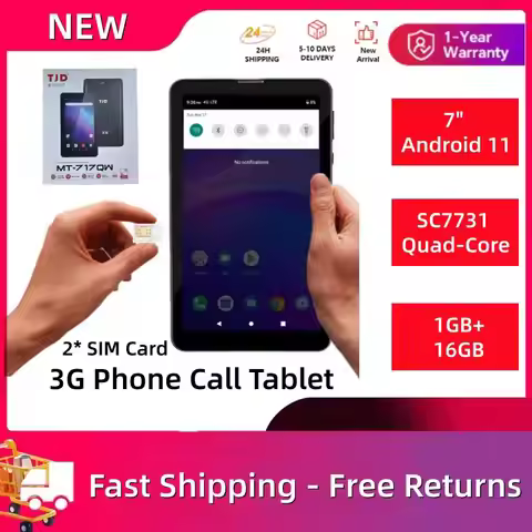 717QW 7" Android 11 3G Phone Call Tablet SC7731 Quad-Core DDR 1GB RAM EMMC 16GB ROM 1024 x 600 IPS G