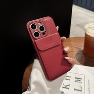Wine red card holder cases compatible for Iphone 15 14 pro max 13 pro max ins  1212 Pro 12pro Max ph