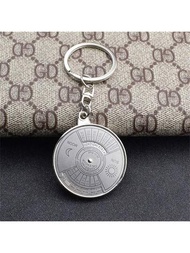 50年永久日曆鑰匙圈銀色合金吊飾時尚復古汽車鑰匙扣配件袋飾魅力配件