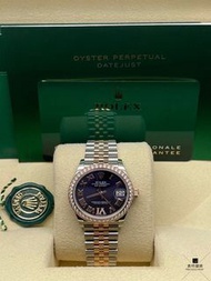 279381全新DATEJUST系列茄紫色羅馬數字6點鑽石圍鑽28mm錶盤日誌型女裝機械手錶
