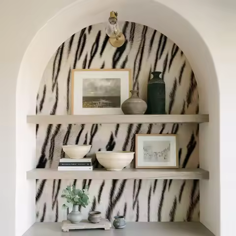 Simulated Tiger Plush Vinyl Wallpaper Black And White PVC Self Adhesive Wall Sticker Retro Living Ro