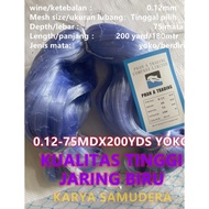 Jaring biru panjang180meter senar jaring ikan 012mm 75mdx200yds yoko