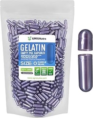 Capsules Express- Size 0 Purple Pearl Empty Gelatin Capsules 1000 Count - Kosher and Halal - Pure Ge