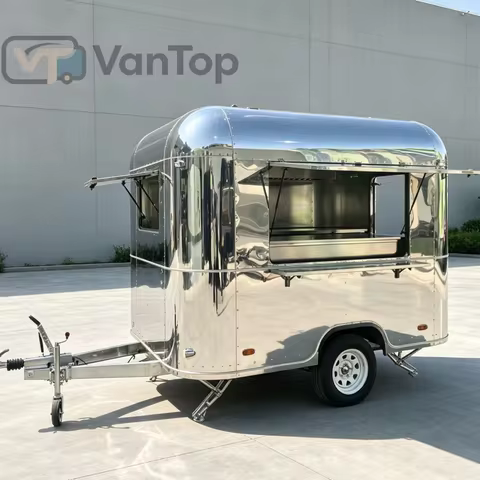Vantop Food Trailer Truck Stainless Steel Anti-rust Waterproof Mobile Catering Certificated Food Tru