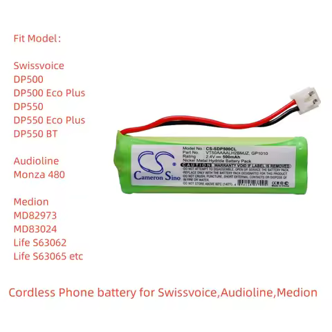 Ni-MH Cordless Phone battery for Medion,Audioline,Swissvoice,2.4v500mAh,DP500 Eco Plus Monza 480 Lif