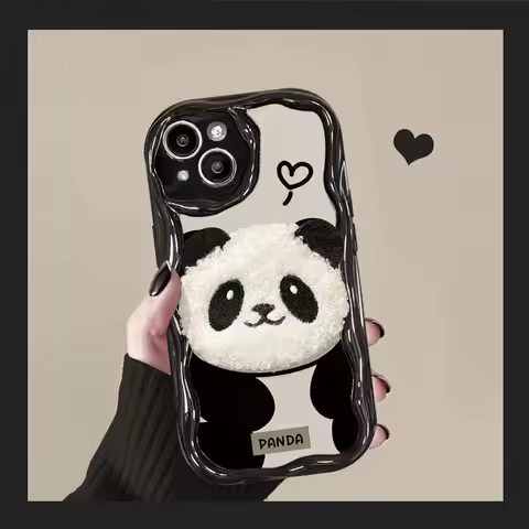Cute 3D Downy Panda DIY Wave Shell Soft TPU Phone Case for Honor Magic 8 7 6 Lite 70 90 200 400 Smar