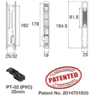 A6 Aluminium Sliding Door Lockset with Key A6 25mm / 32mm Kunci Pintu Sliding Silver / White / Black