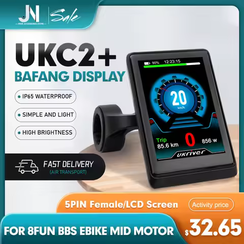 Bafang-UKC2+LCD Display with 5 Pin Waterproof Female Connector Use for Electric Scooter Bicycle, 8Fu