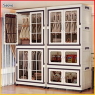Salvo 65cm (3-4 Layers) Double Door Magnetic Door Wardrobe Installation Free Foldable Storage Cabine