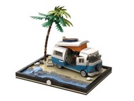 Lego MOC mini 10279 Volkswagen CamperVan T2 - Minifigure Scale (include mini base diorama) 迷你福士露營旅行車