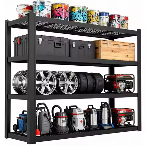 71" Wx71 H Industrial Shelving,4000LBS Garage Storage Shelves,4 Tier Adjustable Metal Shelving,Heavy