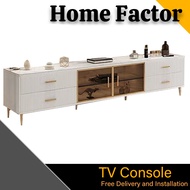 TV Console (Free🚚🔨)081#Nordic Cabinet Rock Board TV Cabinet Coffee Table Glossy Light Luxury Living Room Solid Wood