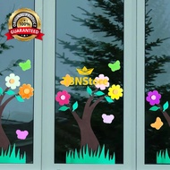 1 Hiasan Dekorasi Kelas (40x40) Dinding Jendela Pohon Rumput Bunga Kupu Kamar Pojok Baca mading tama