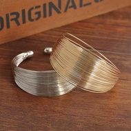 Silver Gold Cuff Bracelet For Women Multi-layer Wire Open Bracelet Wide Cuff Bracelets Open Cuff Ban