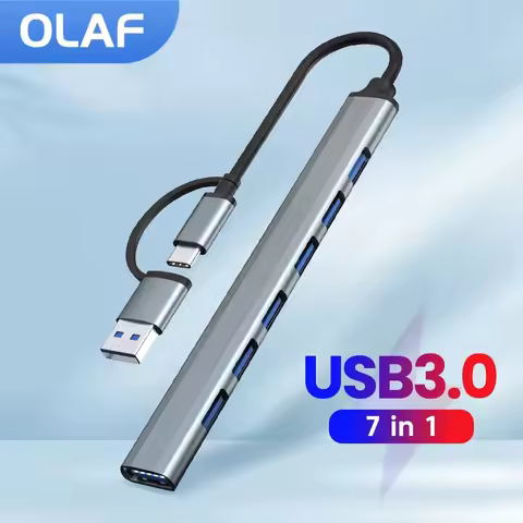Olaf 7 in 1 USB C Hub USB Hub Multiport USB/Type C Splitter USB3.0/2.0 Hub Extender For PC Laptop US