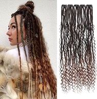 24inches 5PCS Clip in Dreadlock Extensions,20 Strands Boho Dreads Thin Soft Clip in Boho Dread Exten