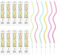 Pack of 60 Spiral Candles Cake Colourful Cake Candles Birthday Spiral Birthday Candles with Stand Ca