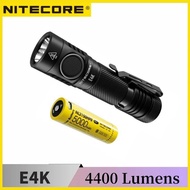 NITECORE E4K 4400Lumens Compact LED EDC Flashlight 8 Lighting Modes With NL2150HPR 18650 Battery   T
