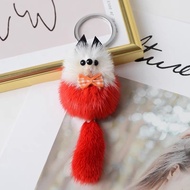 Cute Little Fox Fur Ball Female Bag Small Pendant Real Plush Car Keychain Backpack Accessories 8.18